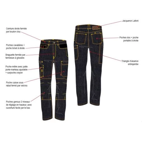 Pantalon de travail homme en jean ALICKI Lafont 1STNJN 6 Pantalon de travail homme en jean ALICKI Lafont 1STNJN – Image 4